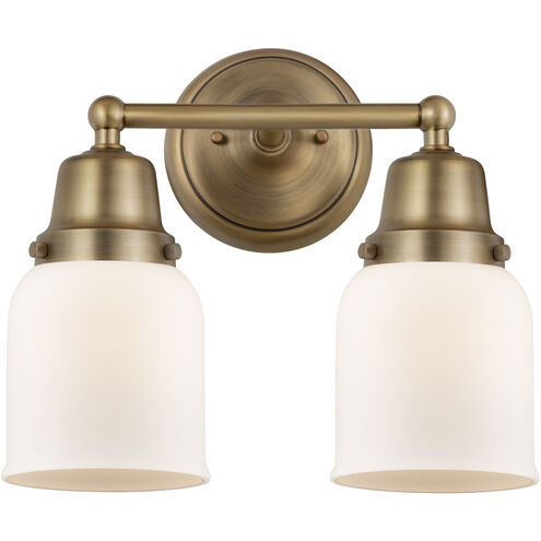 Aditi Bell 2 Light 13 inch Brushed Brass Bath Vanity Light Wall Light in Matte White Glass
