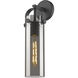 Downtown Urban Pilaster Armed Sconce Wall Light in Matte Black, Plated Smoke