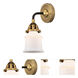 Nouveau 2 Small Canton 1 Light 5.25 inch Black Antique Brass Sconce Wall Light in Matte White Glass