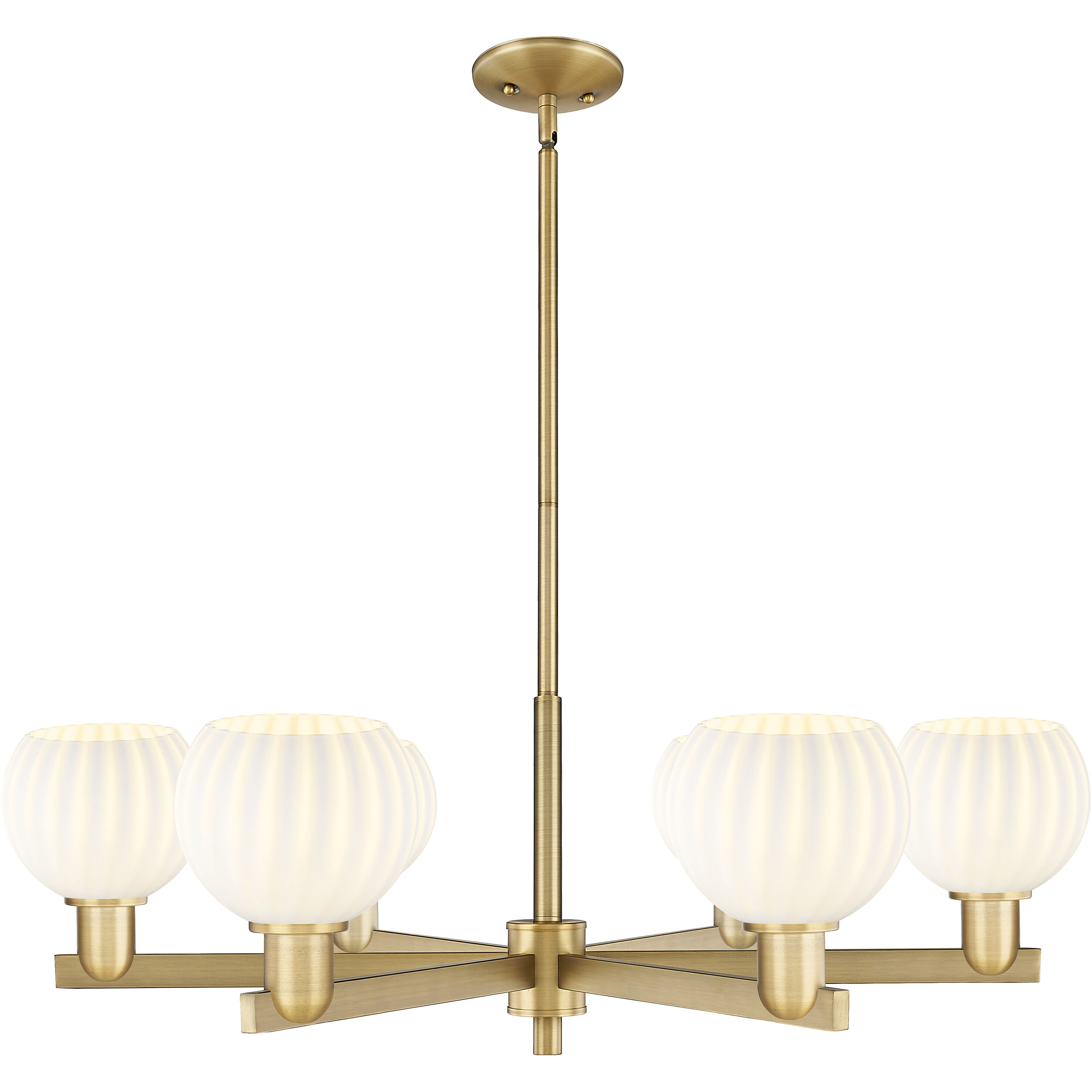 Arcadia White Venetian 6 Light 35.75 inch Brushed Brass Chandelier Ceiling Light