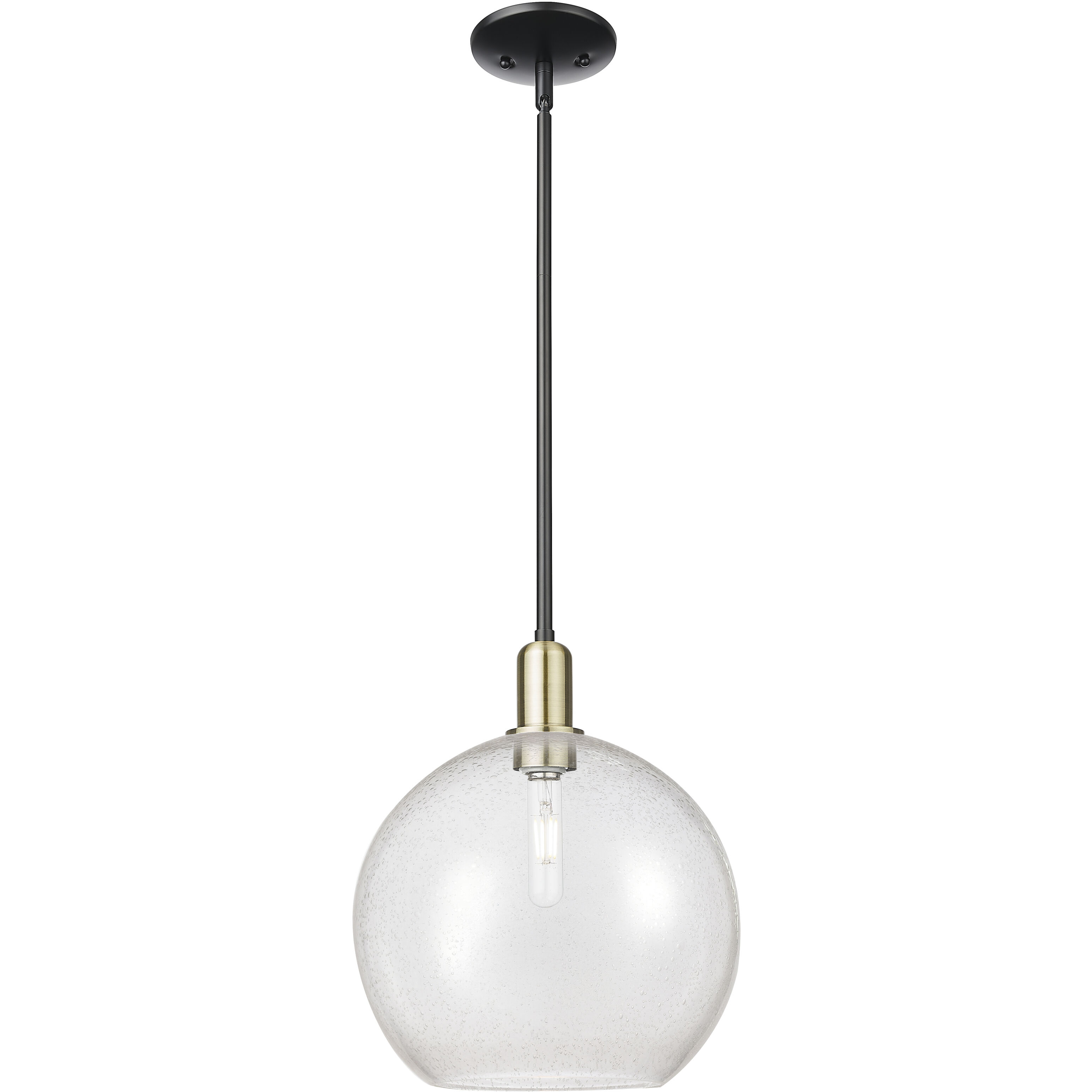 Arcadia Athens 1 Light 11.75 inch Black Antique Brass Mini Pendant Ceiling Light in Seedy