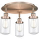 Dover 3 Light 16.25 inch Antique Copper Flush Mount Ceiling Light in Clear