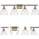 Ballston Ballston Dome 4 Light 38 inch Antique Brass Bath Vanity Light Wall Light in Seedy Glass