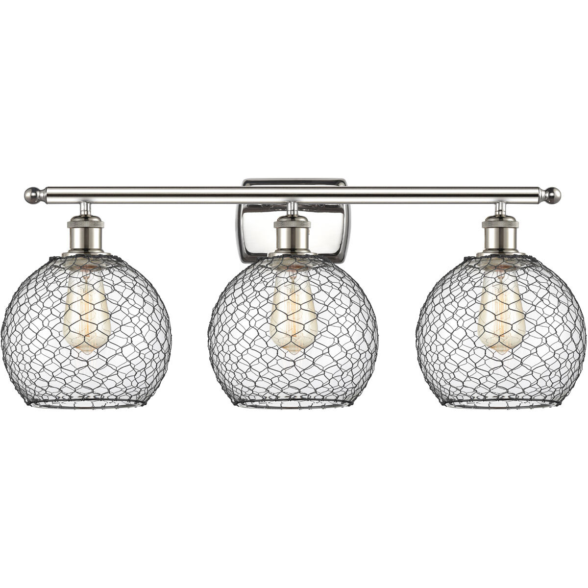 Ballston Farmhouse Chicken Wire LED 26 inch Polished Nickel Bath Vanity Light Wall Light, Ballston