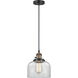 Franklin Restoration Bell LED 8 inch Black Antique Brass Mini Pendant Ceiling Light in Clear