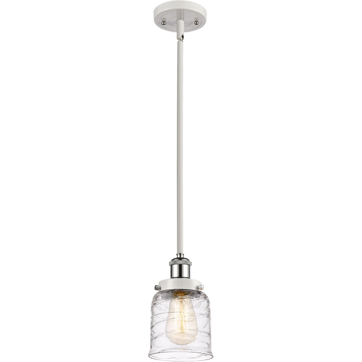Ballston Bell LED 5 inch Polished Chrome Mini Pendant Ceiling Light in Clear with Cage