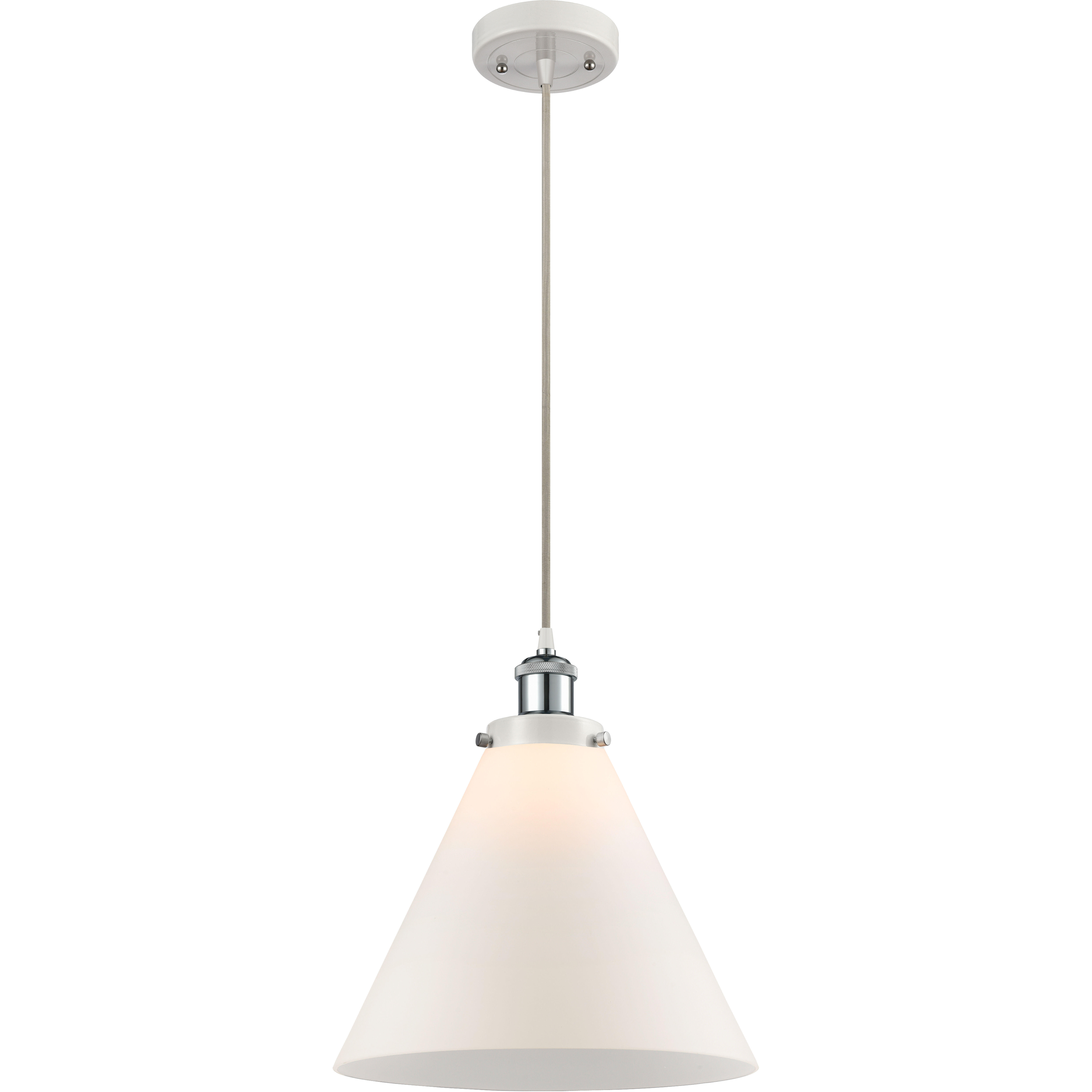 Ballston X-Large Cone LED 8 inch White and Polished Chrome Mini Pendant Ceiling Light in Matte White Glass