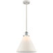 Ballston X-Large Cone LED 8 inch White and Polished Chrome Mini Pendant Ceiling Light in Matte White Glass