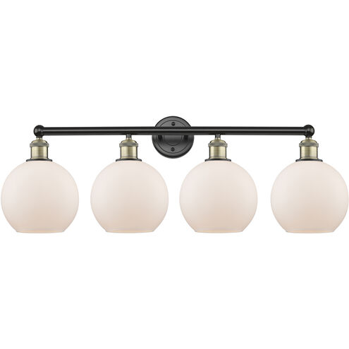 Athens 4 Light 35 inch Black Antique Brass and Matte White Bath Vanity Light Wall Light