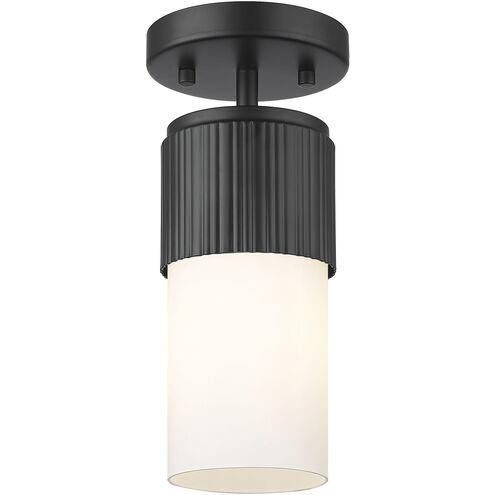 Bolivar 1 Light 4 inch Matte Black Flush Mount Ceiling Light in Matte White Glass