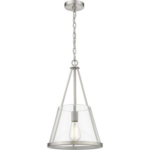 Lux LED 12 inch Brushed Satin Nickel Mini Pendant Ceiling Light in Clear Glass