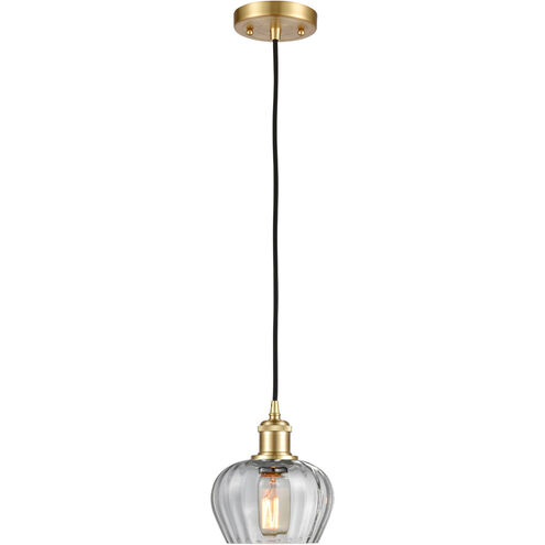 Ballston Fenton 1 Light 7 inch Satin Gold Mini Pendant Ceiling Light in Clear Glass, Ballston