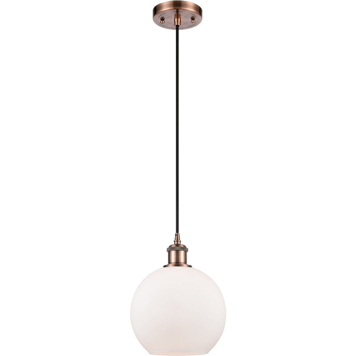 Ballston Athens 1 Light 8 inch Antique Copper Mini Pendant Ceiling Light in Matte White Glass, Ballston