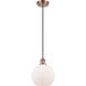 Ballston Athens 1 Light 8 inch Antique Copper Mini Pendant Ceiling Light in Matte White Glass, Ballston