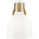Lawton Bell Sconce Wall Light in Brushed Brass, Gloss White Glass