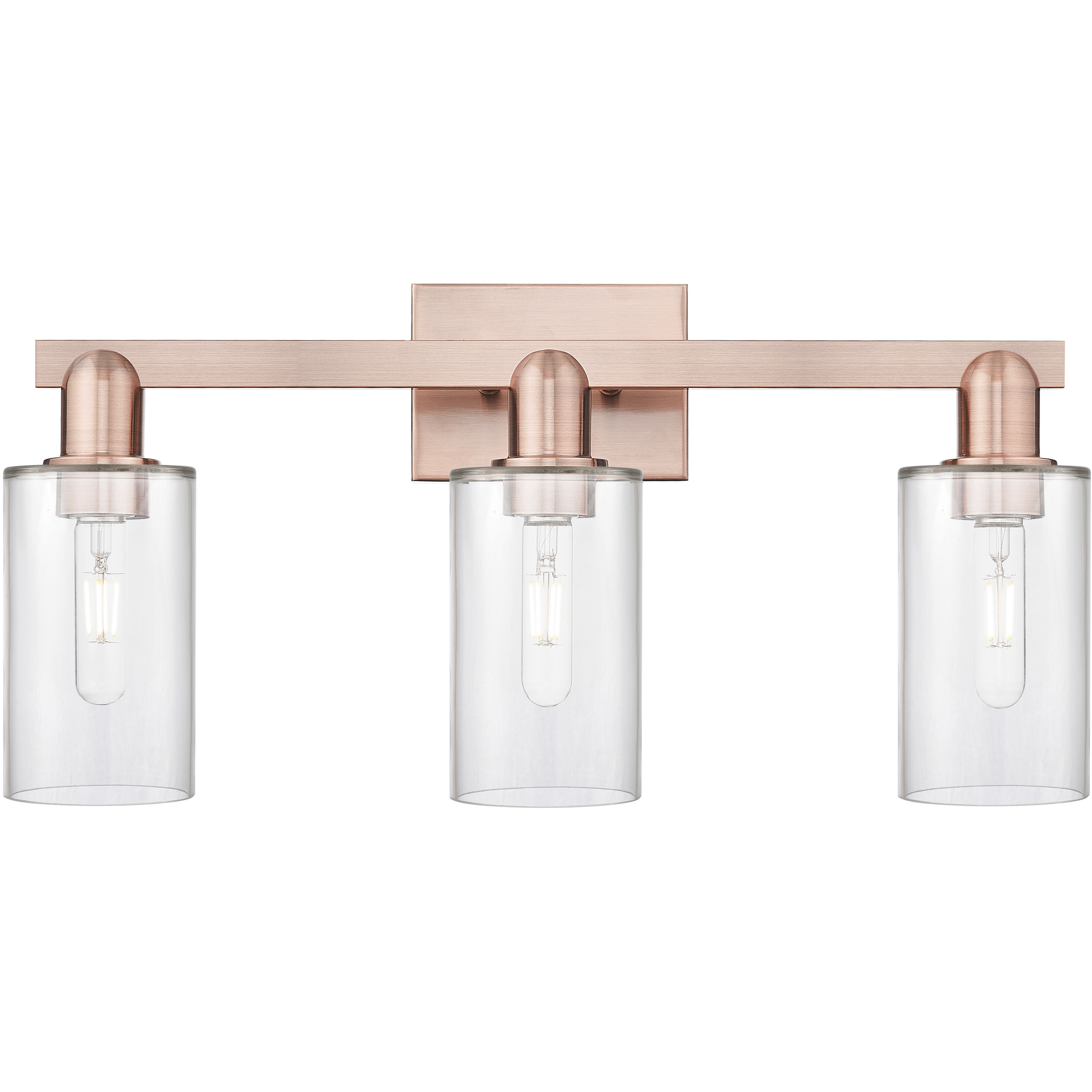 Arcadia Clymer 3 Light 22.88 inch Antique Copper Bath Vanity Light Wall Light in Clear