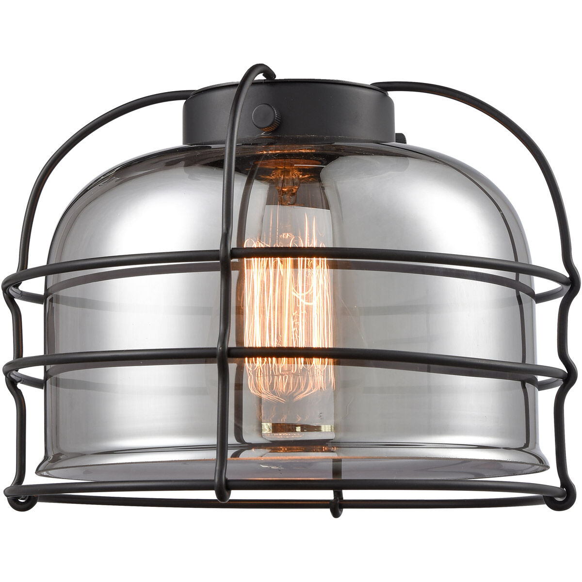 Large Bell Cage Plated Smoke Glass