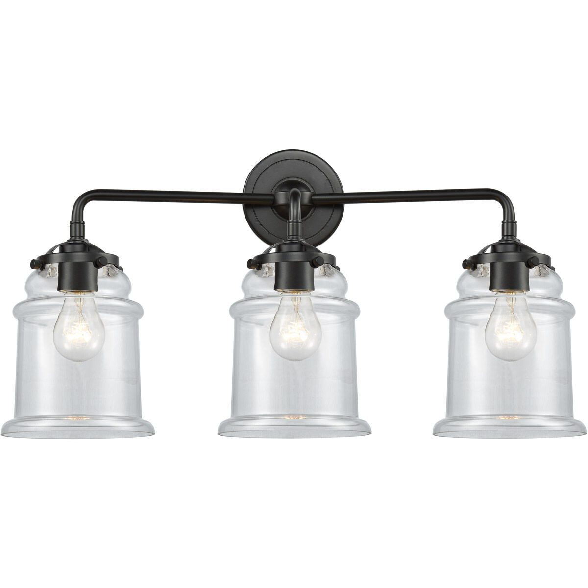 Nouveau Canton 3 Light 24 inch Oil Rubbed Bronze Bath Vanity Light Wall Light in Clear Glass, Nouveau
