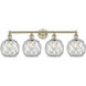 Edison Farmhouse Rope 4 Light 35 inch Antique Brass Bath Vanity Light Wall Light in Clear Glass with White Rope