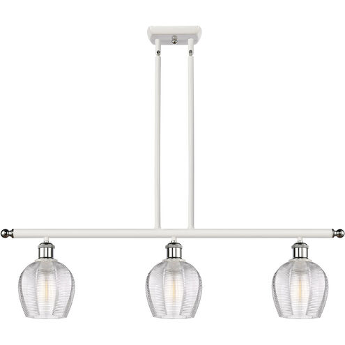 Ballston Norfolk 3 Light 36 inch White and Polished Chrome Island Light Ceiling Light in Clear Glass