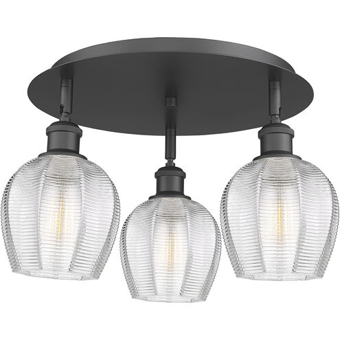 Norfolk 3 Light 17.5 inch Matte Black Flush Mount Ceiling Light in Clear