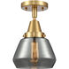 Franklin Restoration Fulton LED 7 inch Satin Gold Flush Mount Ceiling Light in Plated Smoke Glass