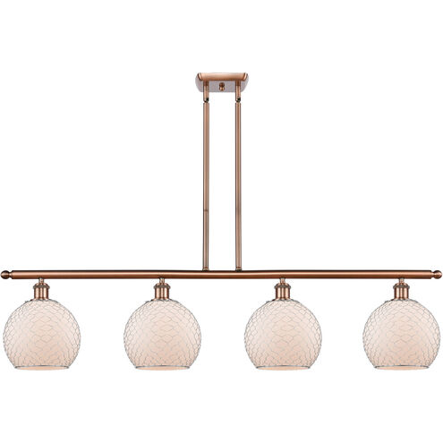 Ballston Farmhouse Chicken Wire 4 Light 48 inch Antique Copper Island Light Ceiling Light, Ballston