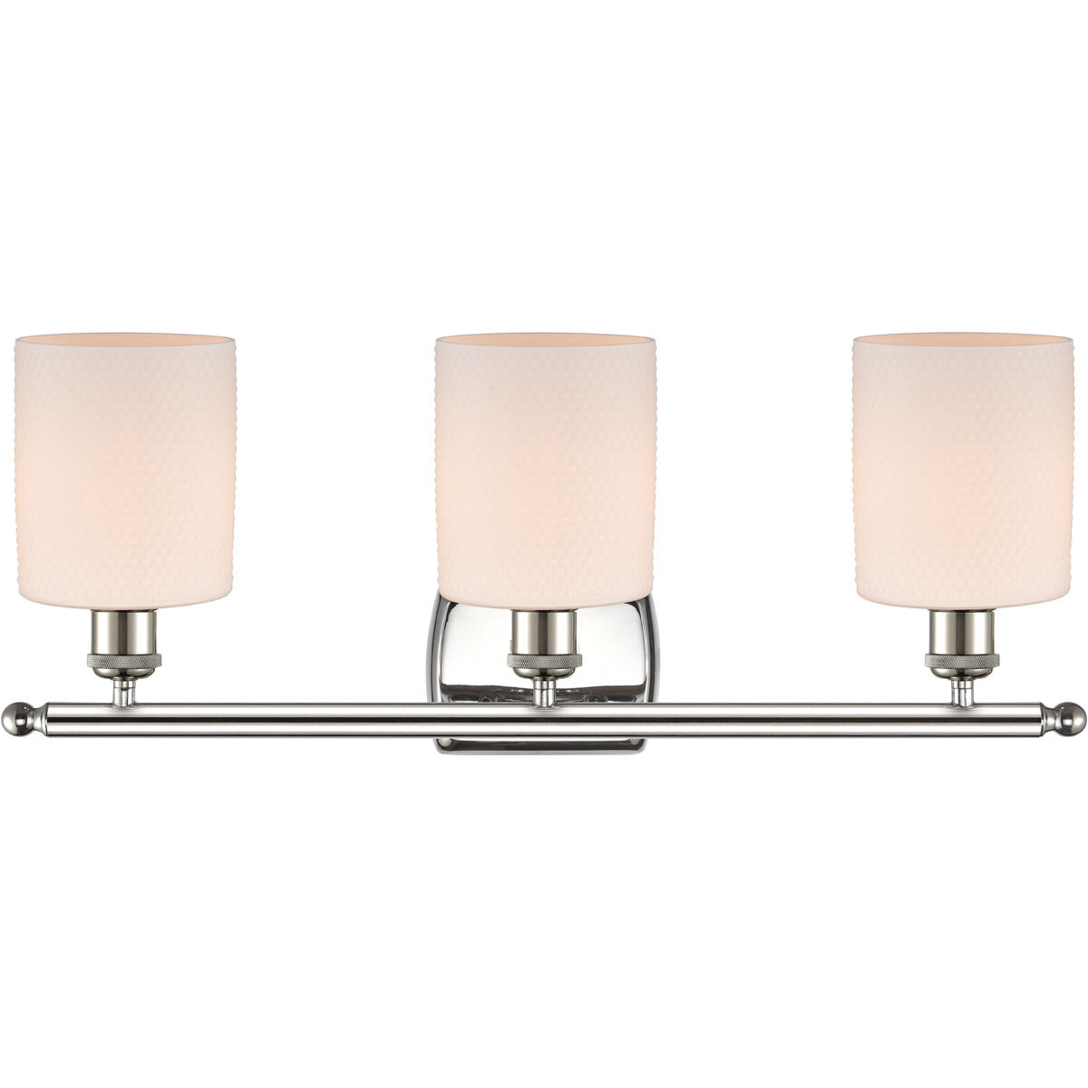 Ballston Cobbleskill 3 Light 26 inch Polished Nickel Bath Vanity Light Wall Light in Matte White Glass, Ballston