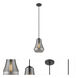 Fairfield LED 7 inch Matte Black Mini Pendant Ceiling Light in Plated Smoke Glass