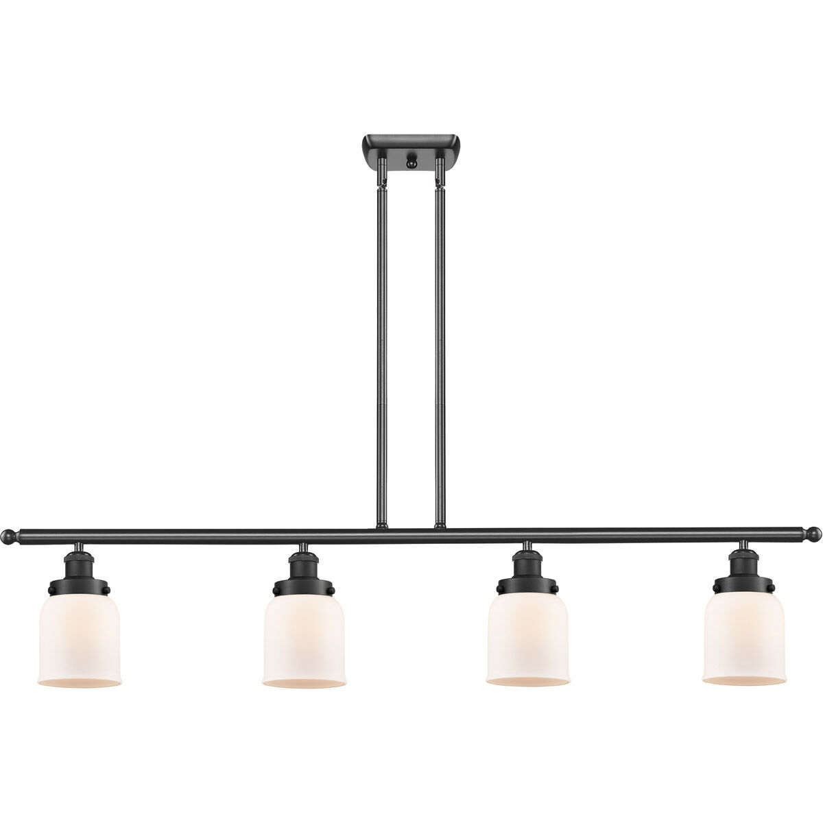 Ballston Small Bell LED 48 inch Matte Black Island Light Ceiling Light in Matte White Glass, Ballston