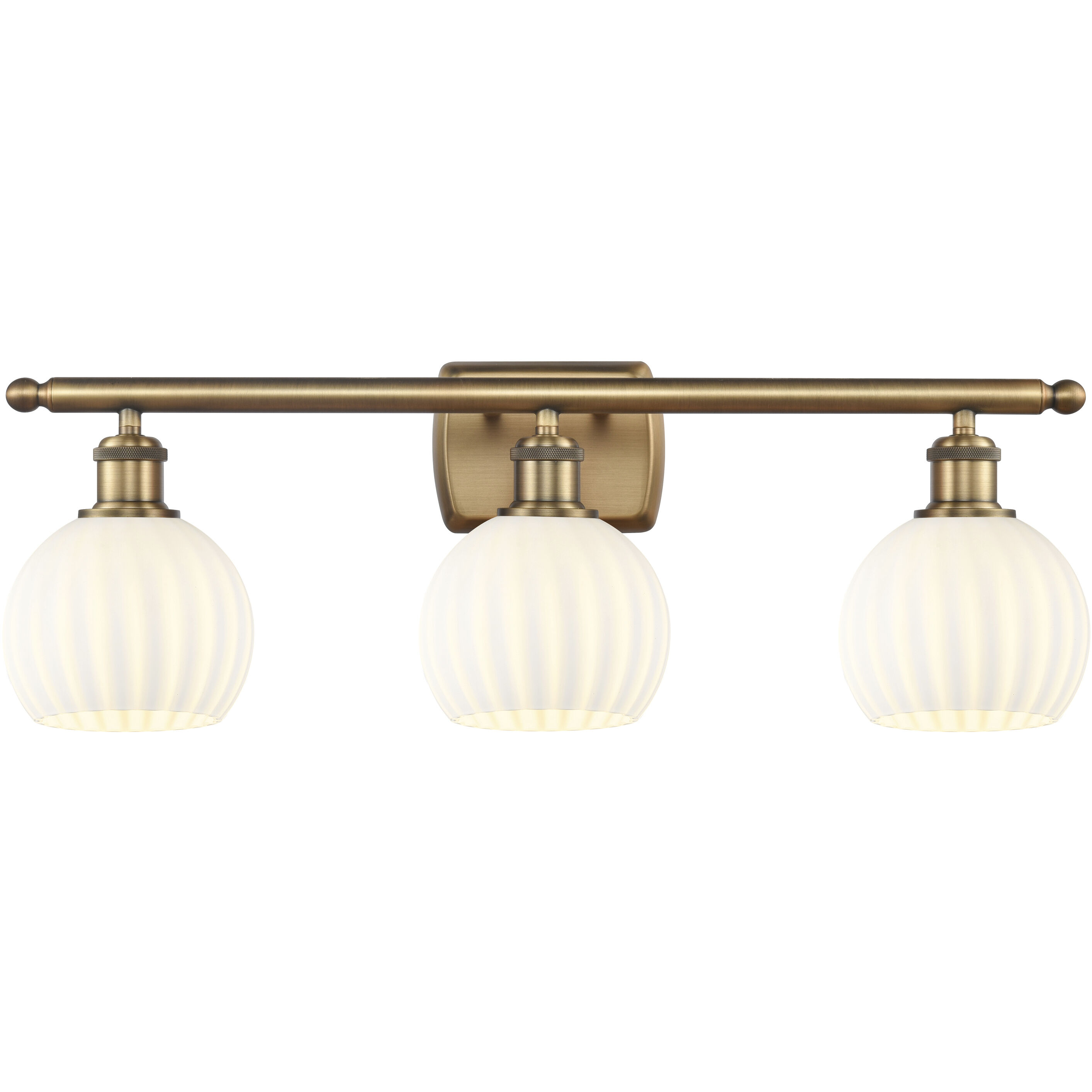 Ballston White Venetian 3 Light 26 inch Brushed Brass Bath Vanity Light Wall Light