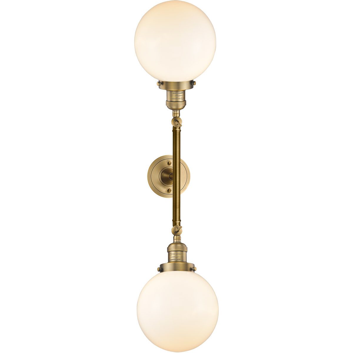 Franklin Restoration Large Beacon LED 19 inch Brushed Brass Bath Vanity Light Wall Light in Matte White Glass, Franklin Restoration