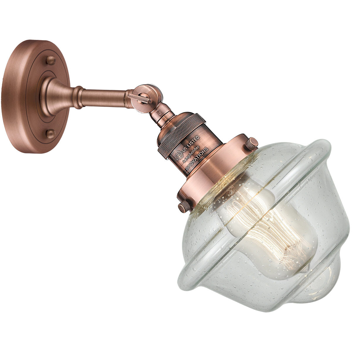 Franklin Restoration Small Oxford LED 7.5 inch Antique Copper Sconce Wall Light in Seedy Glass, Franklin Restoration