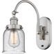 Franklin Restoration Bell LED 5 inch Brushed Satin Nickel Sconce Wall Light in Seedy Glass