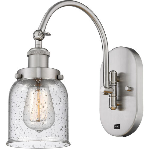 Franklin Restoration Bell LED 5 inch Brushed Satin Nickel Sconce Wall Light in Seedy Glass
