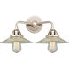 Nouveau 2 Halophane LED 17 inch Polished Nickel Bath Vanity Light Wall Light in Clear Halophane Glass