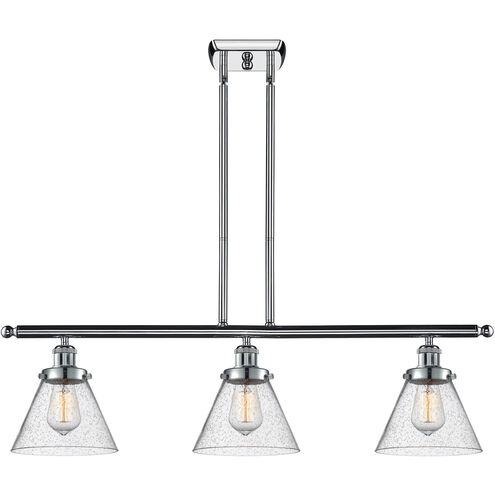 Ballston Large Cone LED 36 inch Polished Chrome Island Light Ceiling Light in Seedy Glass, Ballston