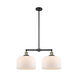 Franklin Restoration X-Large Bell 2 Light 21 inch Black Antique Brass Chandelier Ceiling Light in Matte White Glass, Franklin Restoration