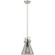 Newton Cone 1 Light 8 inch Satin Nickel Pendant Ceiling Light in Plated Smoke Glass
