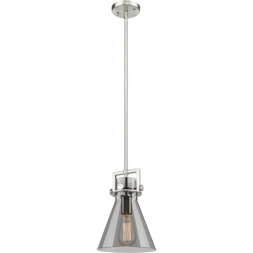 Newton Cone 1 Light 8 inch Satin Nickel Pendant Ceiling Light in Plated Smoke Glass
