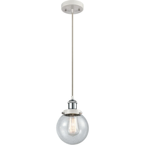 Ballston Beacon 1 Light 6 inch White and Polished Chrome Mini Pendant Ceiling Light in Seedy Glass