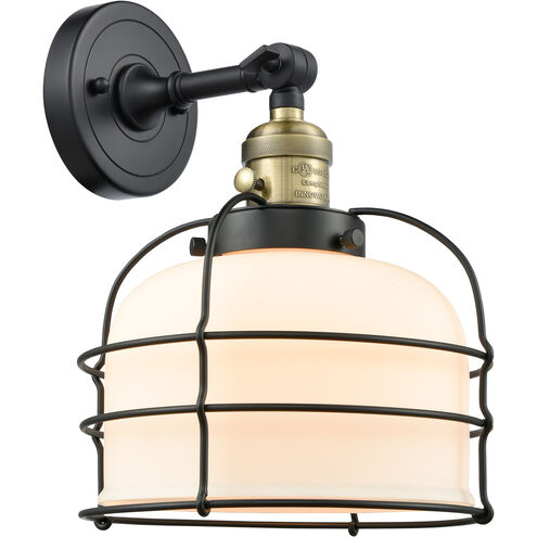 Franklin Restoration Large Bell Cage LED 9 inch Black Antique Brass Sconce Wall Light, Franklin Restoration