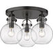 Newton Sphere 3 Light 19.63 inch Matte Black Flush Mount Ceiling Light in Clear Glass
