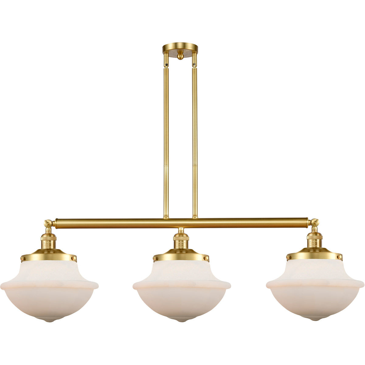 Franklin Restoration Large Oxford 3 Light 42 inch Oil Rubbed Bronze Island Light Ceiling Light in Matte White Glass, Franklin Restoration