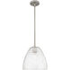 Crown Point 1 Light 9 inch Satin Nickel Pendant Ceiling Light in Seedy Glass
