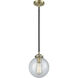 Nouveau Beacon LED 8 inch Black Antique Brass Mini Pendant Ceiling Light in Seedy, Nouveau