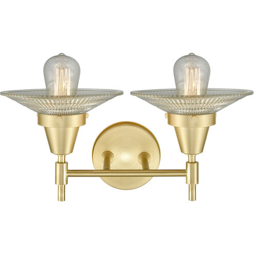 Caden 2 Light 18 inch Satin Brass Bath Vanity Light Wall Light in Clear Glass