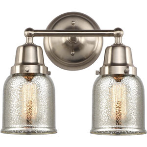 Aditi Small Bell 2 Light 13 inch Brushed Satin Nickel Bath Vanity Light Wall Light, Aditi