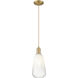 Downtown Urban Brookhaven Almond 1 Light 6 inch Brushed Brass Mini Pendant Ceiling Light in Opal Glass