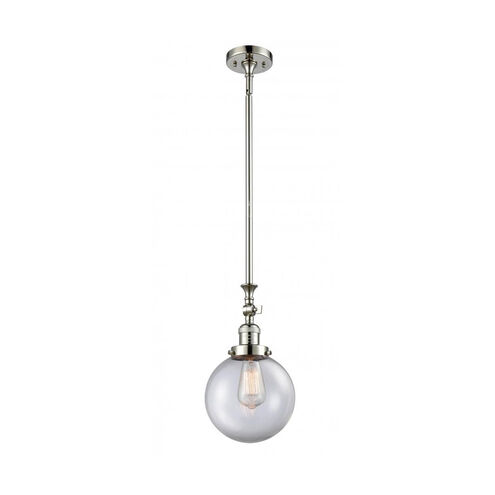 Franklin Restoration Large Beacon 1 Light 8 inch Polished Nickel Mini Pendant Ceiling Light in Clear Glass, Franklin Restoration